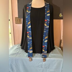 Blue Shark Pattern Suspenders